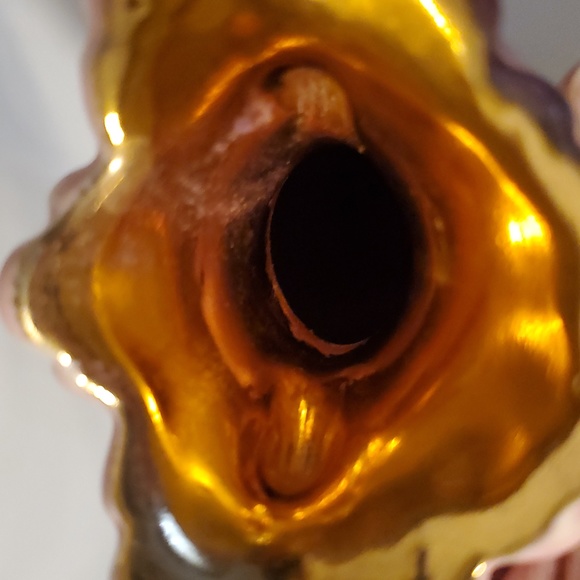 Vase Vintage Le Pere Pottery USA Pink Glaze Gold Leaf Collectible Bud Vase MCM - Picture 5 of 5